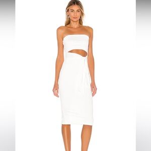 Revolve Superdown Sheyla Tube Midi Dress in White, Size S